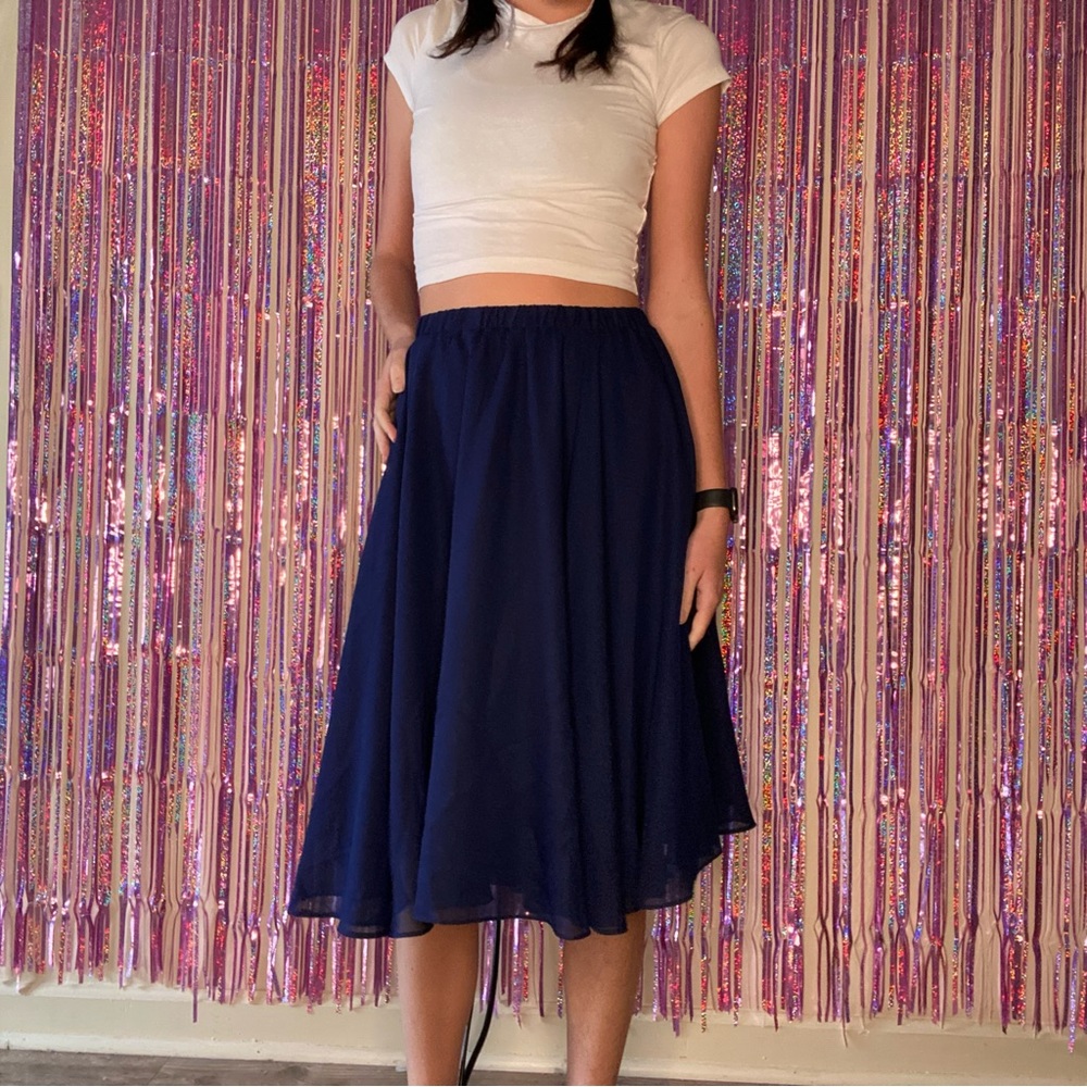 Navy Blue Flowy Skirt